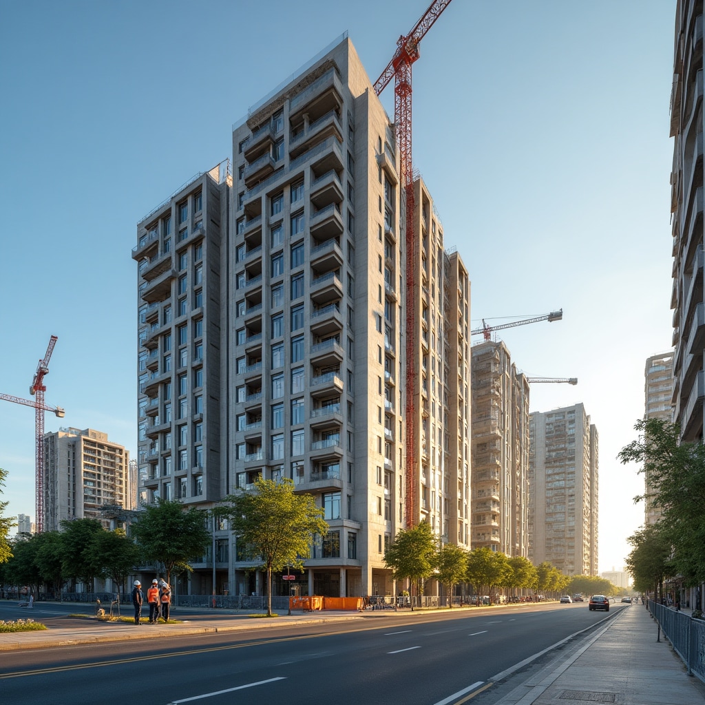 Argentine urban development project with modern residential buildings under construction